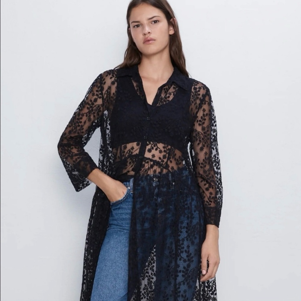 Zara Black Sheer Lace Dress